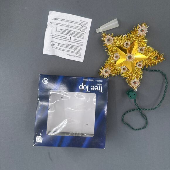VTG J. Hofert Tree Top 11 Light Gold Star Christmas Topper Indoor Tinsel Kitschy - Picture 6 of 16
